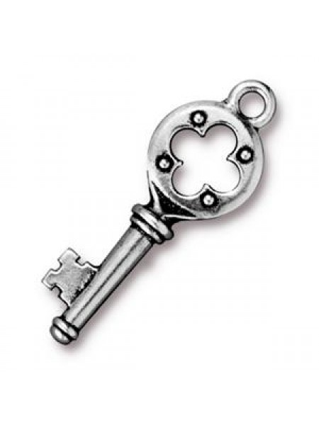 Drop Quartfoil Key Silver Antique