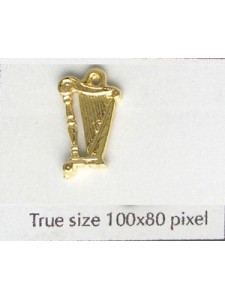 Small Harp Charm Brass Gold plated
