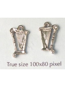 Small Harp Charm Brass Nickel plated