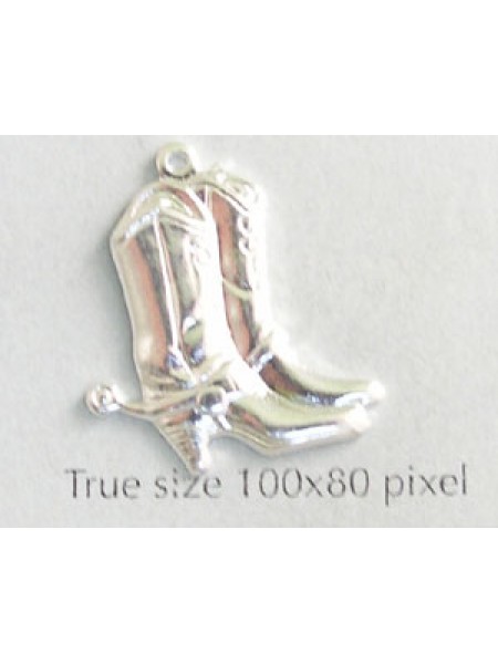 Cowboy Boots Charm Silver Plated