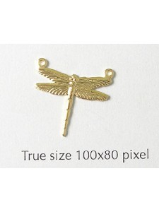 Dragonfly Charm Small 2 rings   Gold Pl.