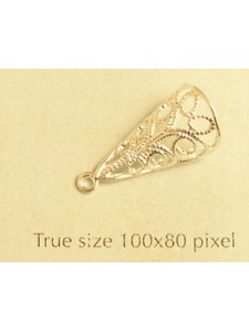 Filigree Curved Teardrop Silver Plated