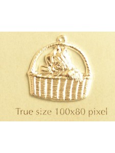 Kitten in Basket Charm Gold Plated