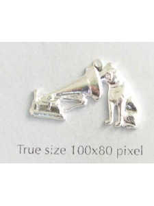 Dog & Gramophone Charm Silver Plated