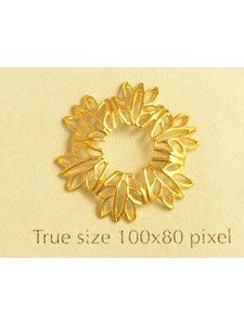 Filigree Flower 19mm  no rings  Gold Pl