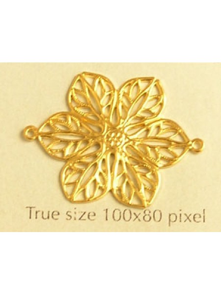 Filigree Flower 22mm  2-ring  Gold Plate