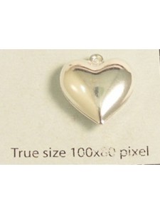 Puffy Heart  16mm w/ring Silver Pl. NF