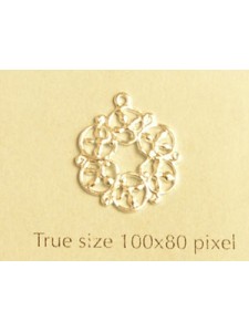 Round Filigree  14mm flat with ring  SP