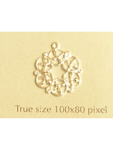 Round Filigree  14mm flat with ring  SP