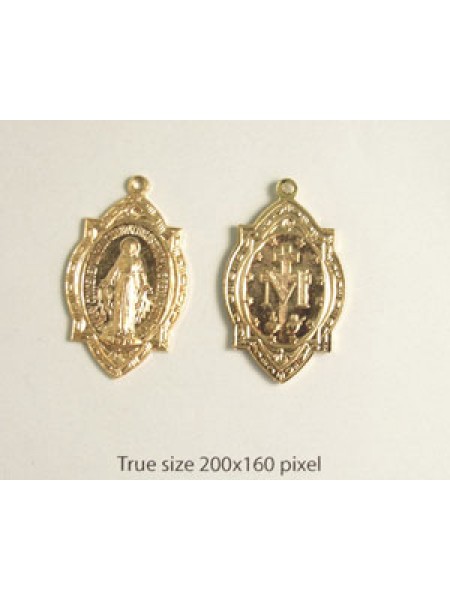 Religious Medallion 28x18mm Gold Plated