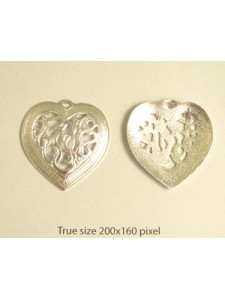 Heart Charm Ornate Domed 28mm Silver