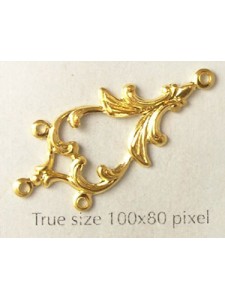Earring Part Floral 4 loops Gold Plate