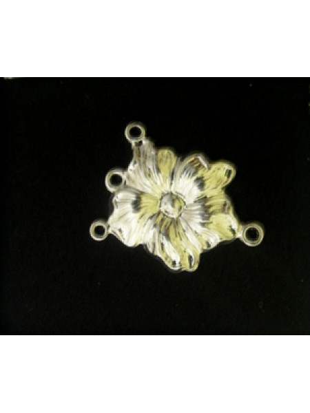 Flower connector 4-rings Silver plated