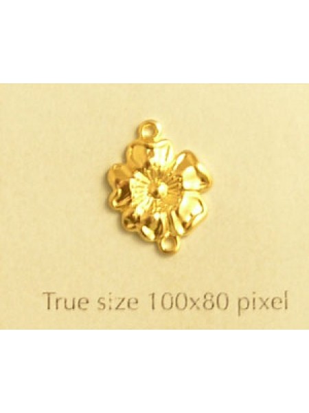 Flower Charm 10mm 2-ring  Gold Plated
