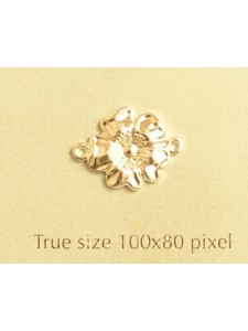 Flower Charm 10mm 2-ring  Silver Plated