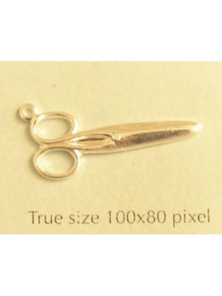 Closed Scissors Charm Silver Plated
