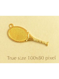 Tennis Racquet Charm Gold Plated