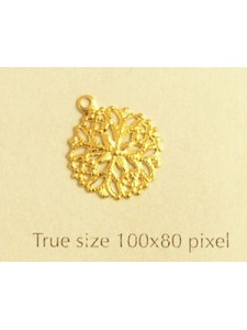 Filigree Charm 12mm with ring Gold plate