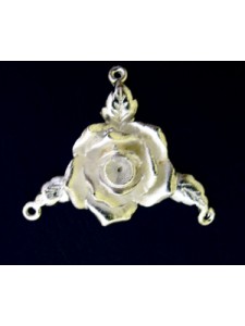 Large Rose 3 links  Pewter Silver Plated