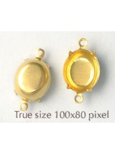 Setting 12x10mm Oval CB 2 ring Gold plat