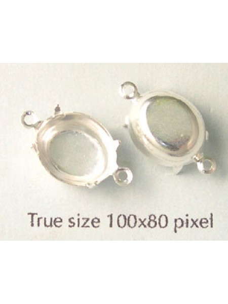 Setting 12x10mm Oval CB 2 ring Silver pl