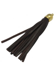 Leather Pendant Tassel Gold 85mm