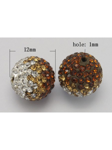 Rhinestone Bead 12mm Transistional Topaz