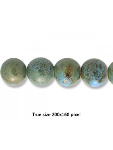 Ceramic Round Bead 16mm  Ant. Blue Green