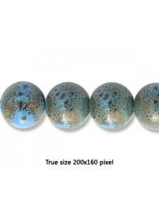 Ceramic Round Bead 18mm  Ant. Blue Green