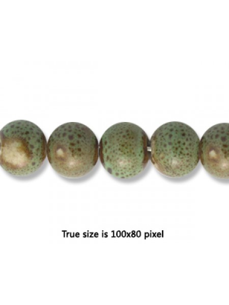 Ceramic Round Bead 8mm  Antique Green