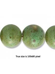 Ceramic Round Bead 14mm  Antique Green