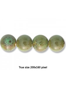 Ceramic Round Bead 16mm Antique Green