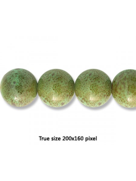 Ceramic Round Bead 18mm  Antique Green