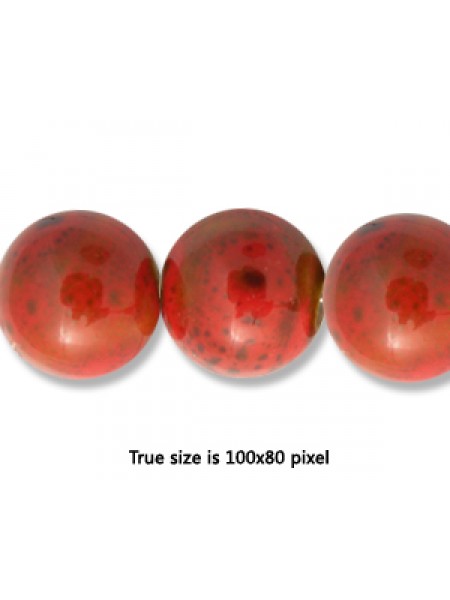 Ceramic Round Bead 12mm  Antique Red