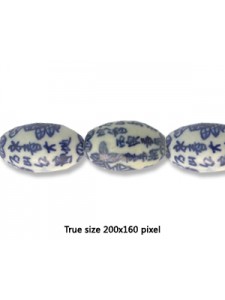 Porcelain Bead 15x25mm Blue White