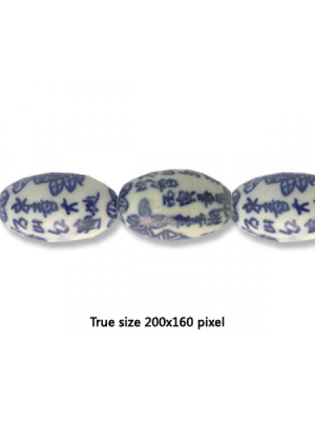 Porcelain Bead 15x25mm Blue White