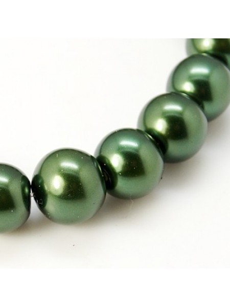 Glass Pearl 4mm Round Dark Green ~215