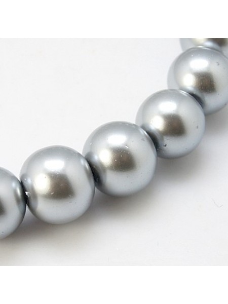 Glass Pearl 6mm Round Silver ~140 pcs