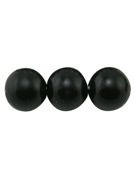 Glass Pearl Round Black 10mm - 85pcs/str