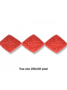 Cinnebar Bead Diamond 20x24mm Red