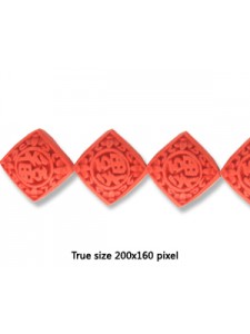 Cinnebar Bead Flat Square 20mm Red