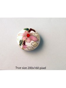 Cloisonne Bead Disc 24mm White