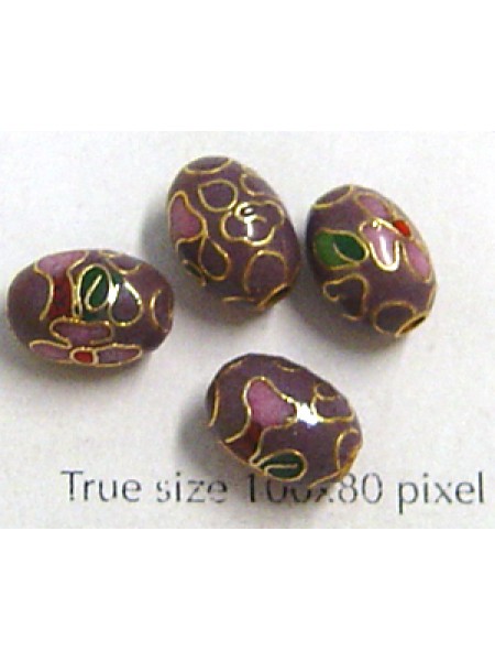 Cloisonne Bead Oval Mauve 7x9mm