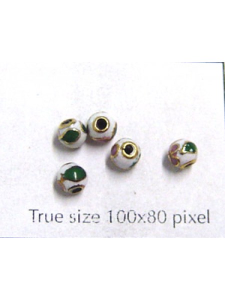 Cloisonne Bead Round White 4mm