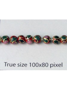 Cloisonne Bead Round Red 4mm