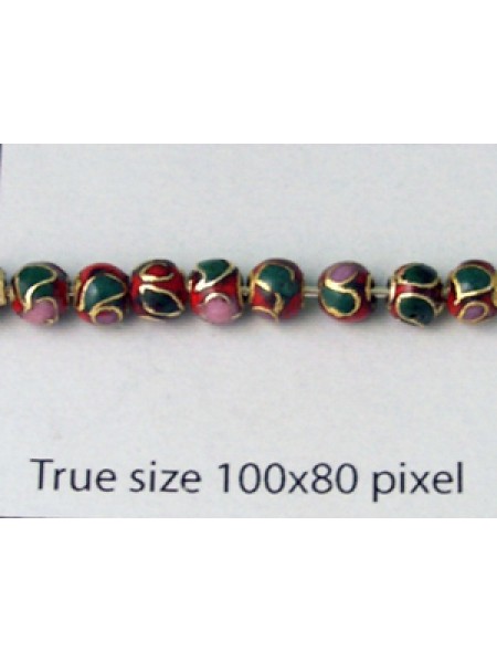 Cloisonne Bead Round Red 4mm