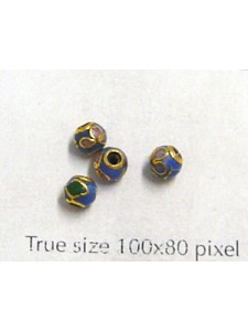 Cloisonne Bead Round Blue 4mm