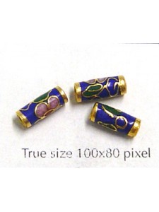 Cloisonne Tube 10x4mm Dark Blue