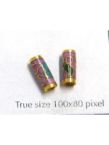 Cloisonne Tube 10x4mm Pink