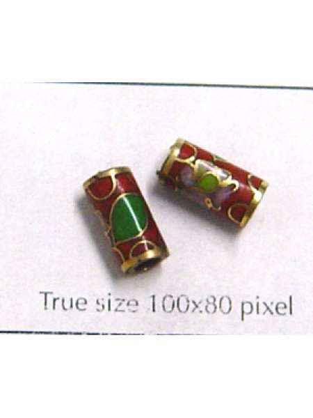 Cloisonne Tube 10x5mm Red